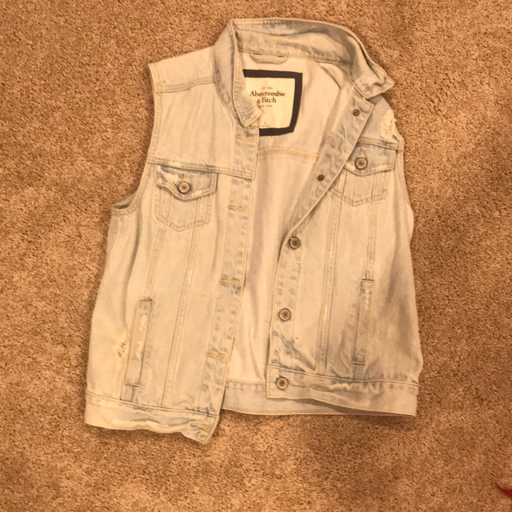 Abercrombie light wash jean vest